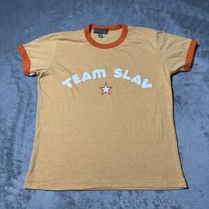 VTG Y2K Neighborhoodies Team Slav Ringer Style T Shirt Womens Size XL Rave Indie